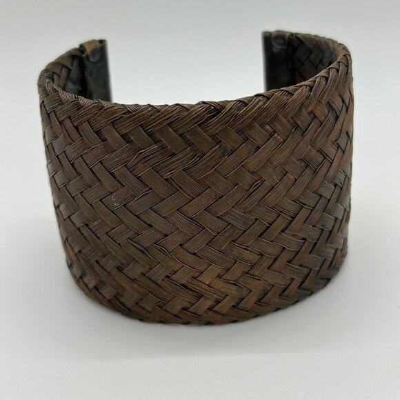 Sarah Cavender Metalworks Woven Copper-tone Cuff Bracelet Wide Design Handmade - Picture 2 of 11